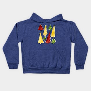 Christmas Trees For The Holidays With Blue Background Kids Hoodie